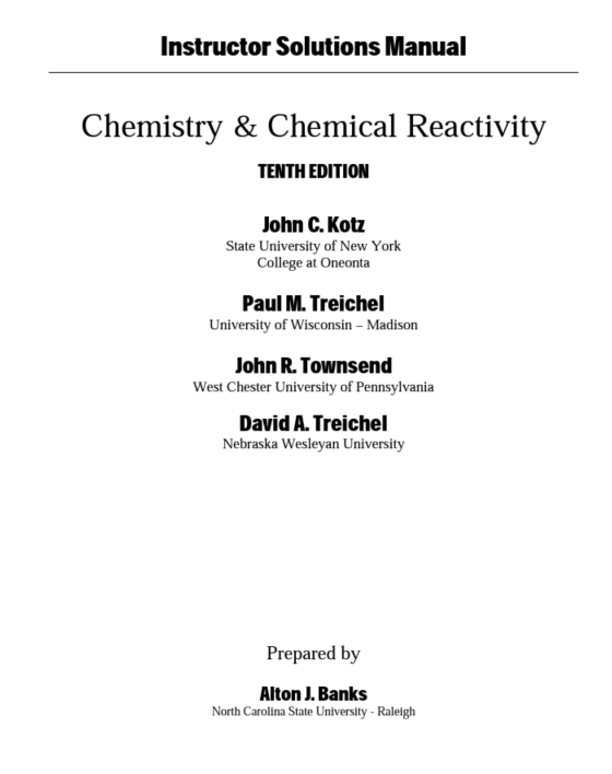 [Solutions Manual] Chemistry & Chemical Reactivity (10th edition) - Pdf